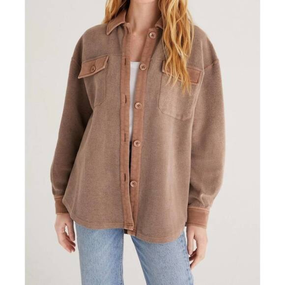 NWT Z Supply Austen Washed Shirt Jacket Shacket Size L Saddle Utility Relaxed - Picture 1 of 9